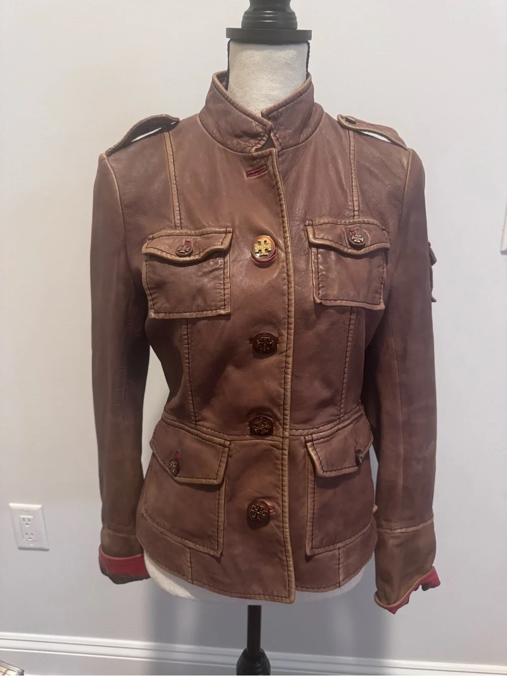 ASO Serena van der Woodsen Leather Tory Burch Jacket - 8